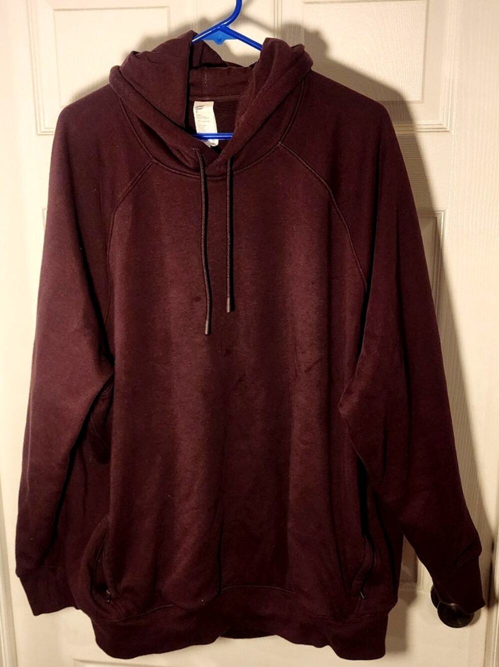 Fila Mens 2XL Maroon Pullover Hoodie Sweatshirt Zipper Pockets Long Sleeve